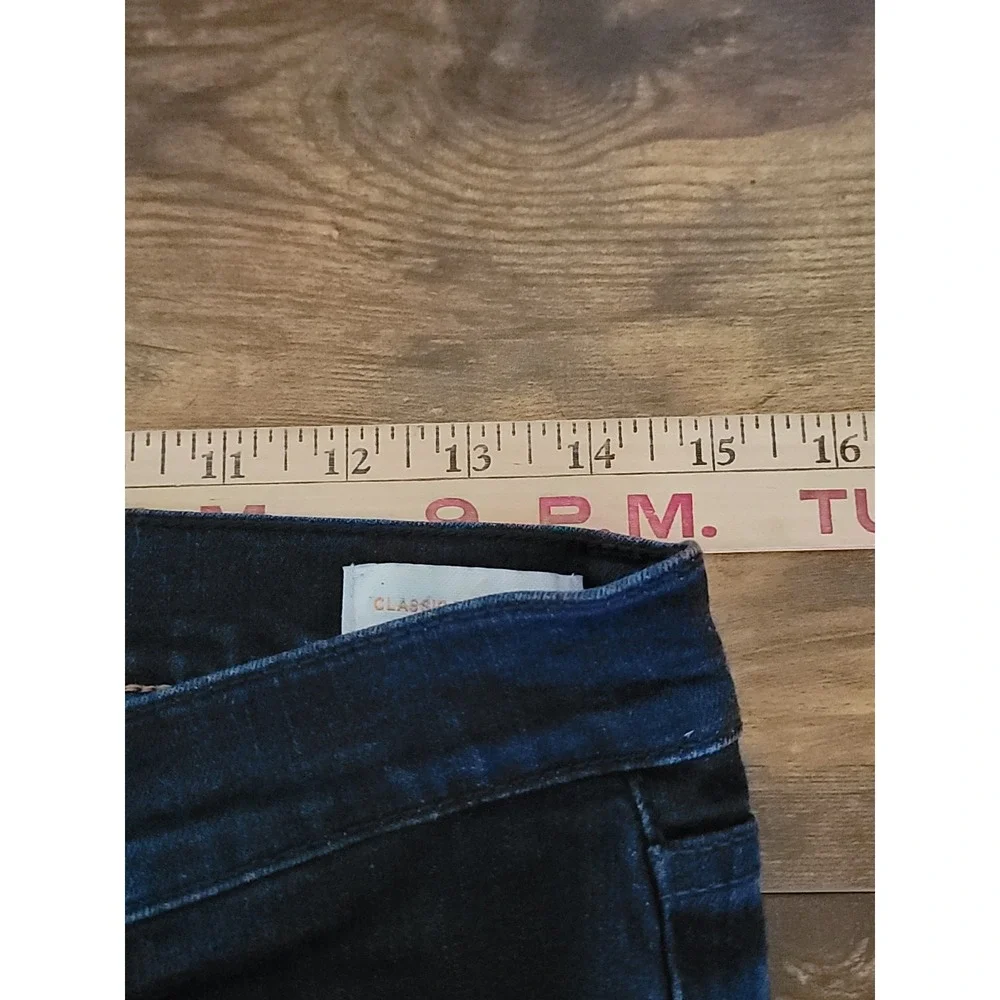 Tory Burch Jeans Womens 27 (Fits 29) Bootcut Denim Logo Back Pockets Dark Wash